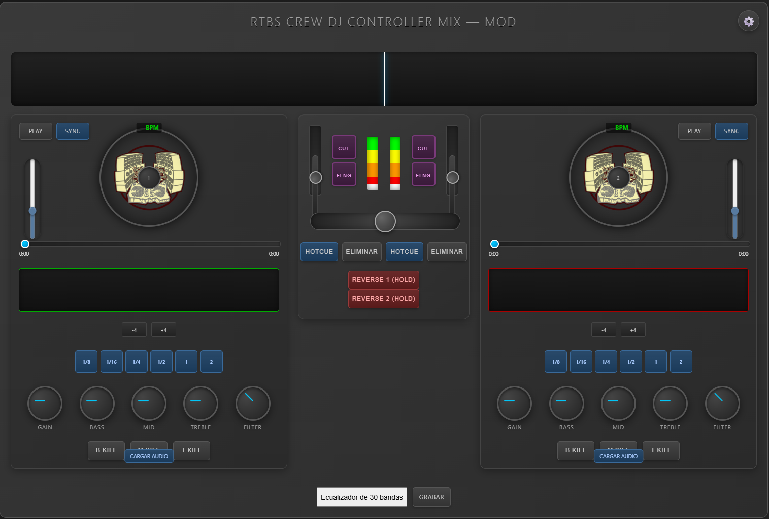 Vista principal del DJ Controller - RTBS CREW